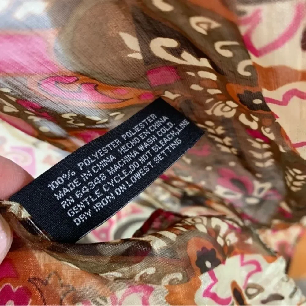 CJ Banks Floral Paisley Abstract Print Oblong Scarf Silky Sheer